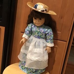 Floral dress and straw hat for 18 inch dolls